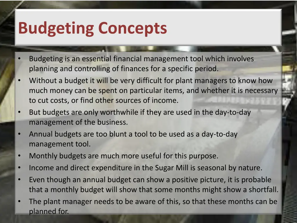 budgeting concepts