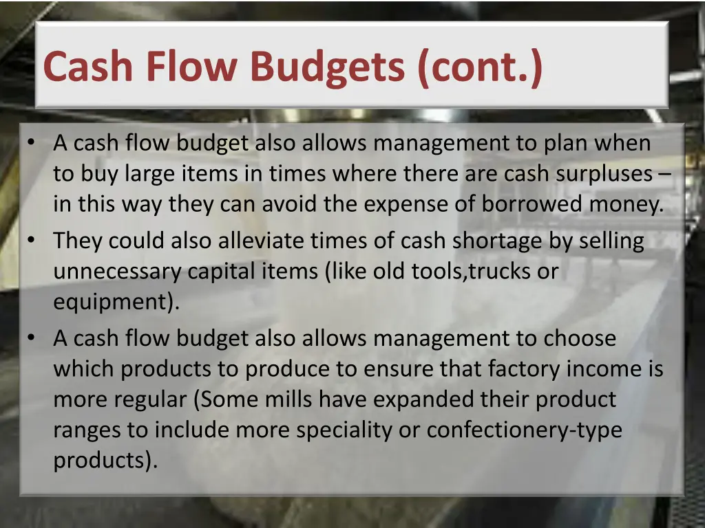 cash flow budgets cont 1