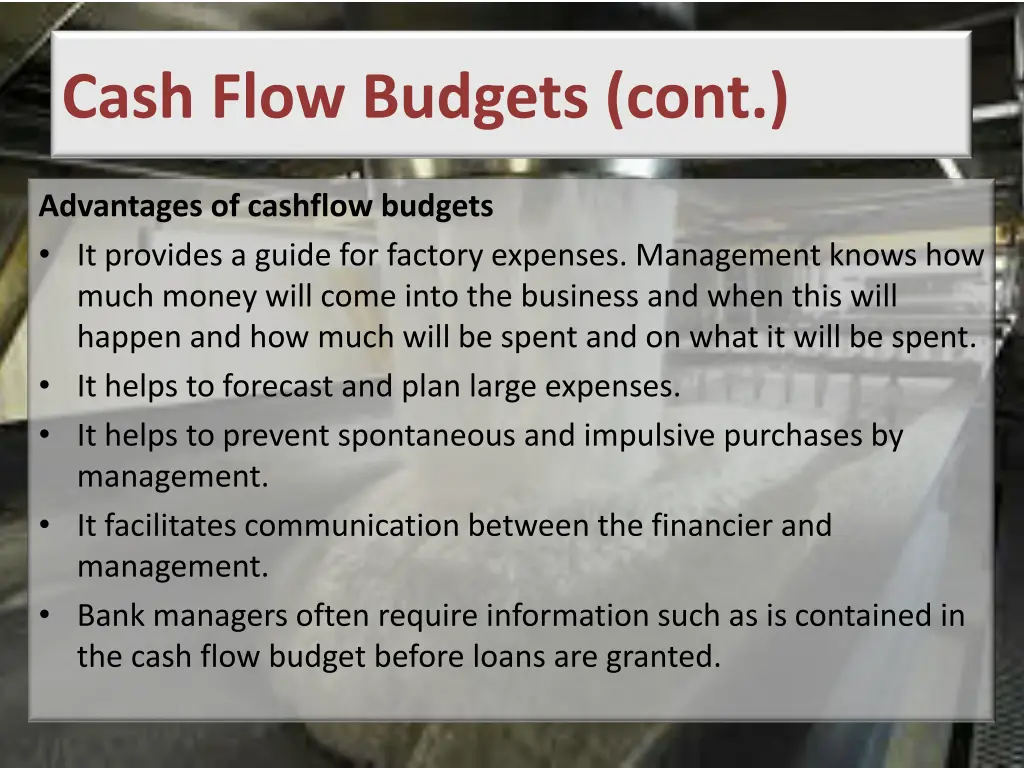 cash flow budgets cont 3