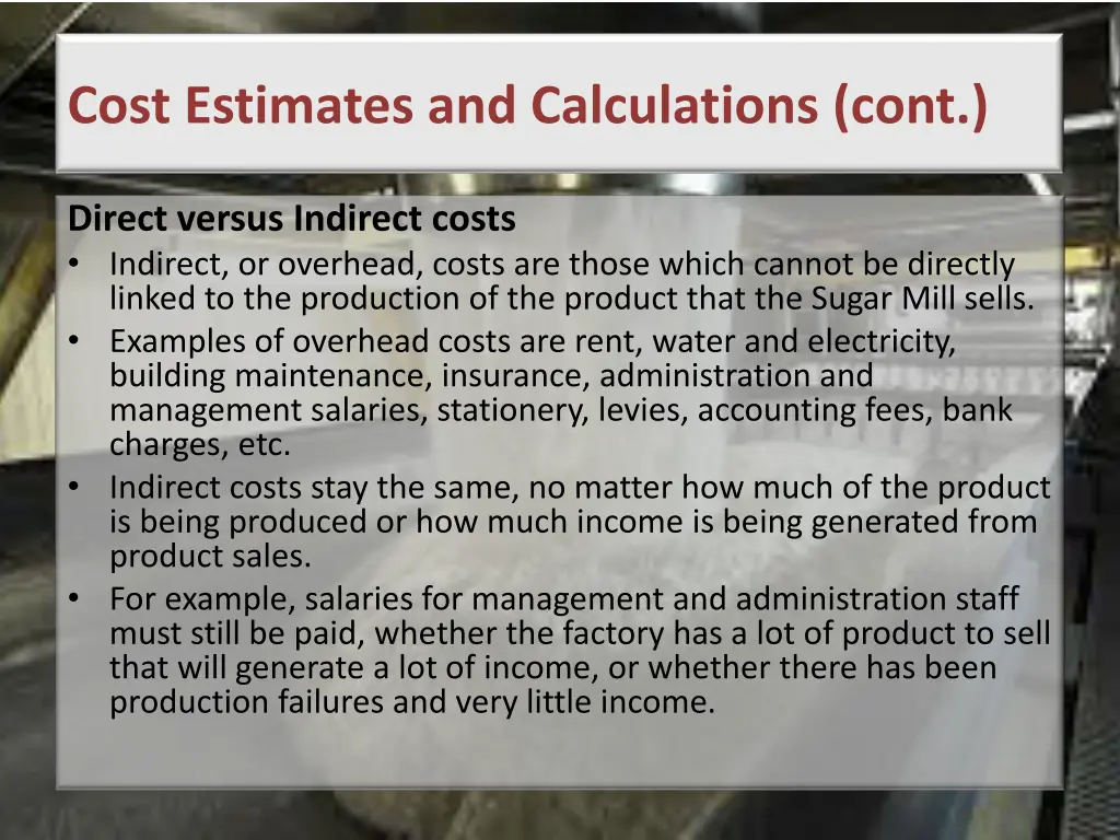 cost estimates and calculations cont 1