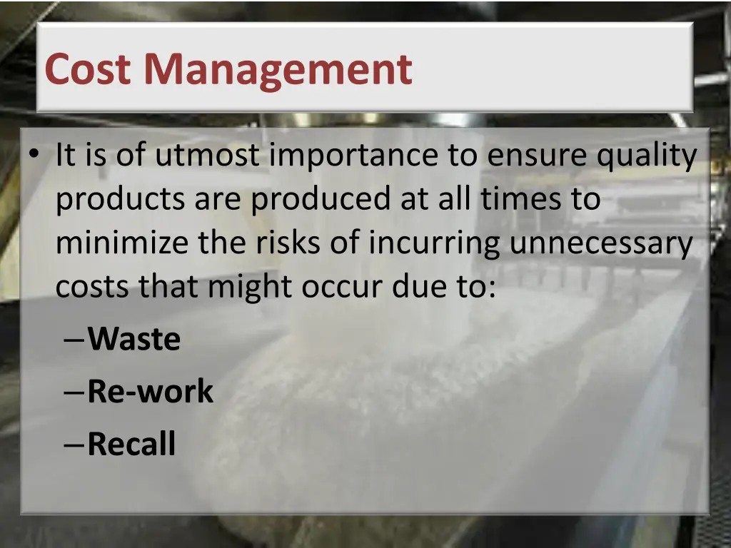 cost management