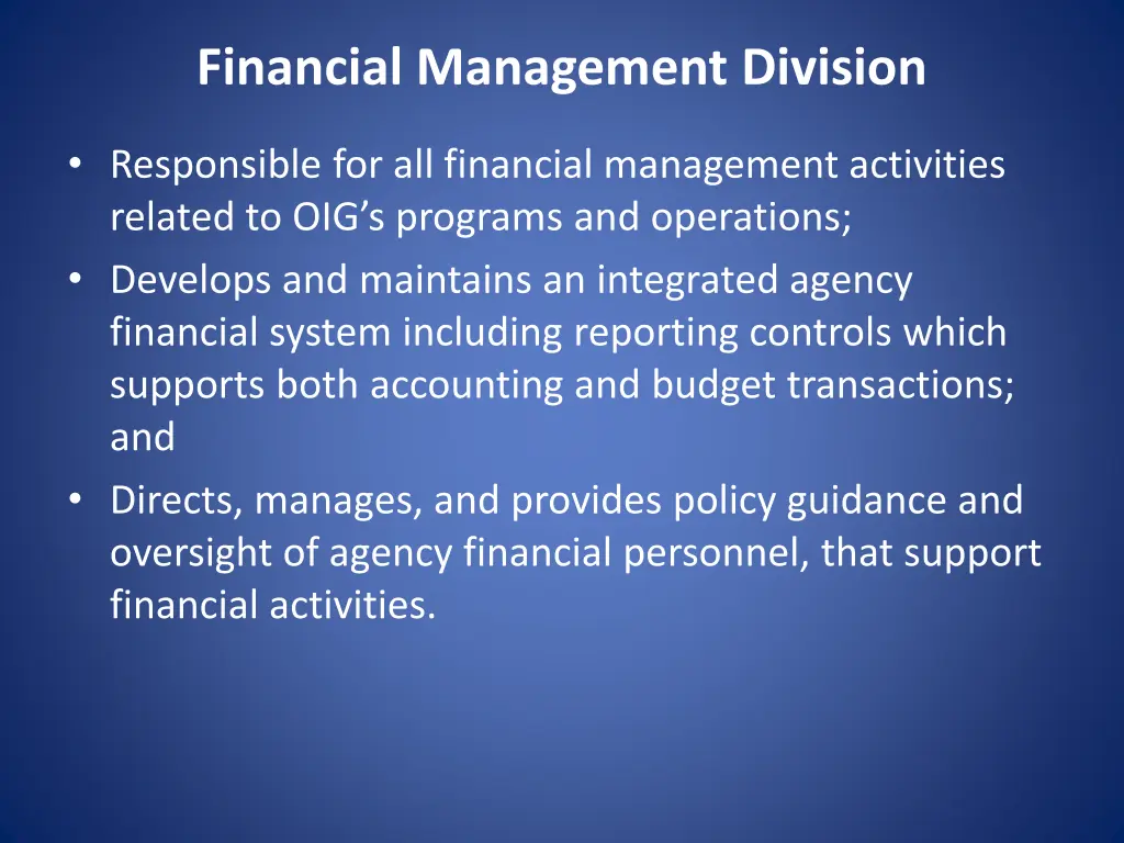 financial management division