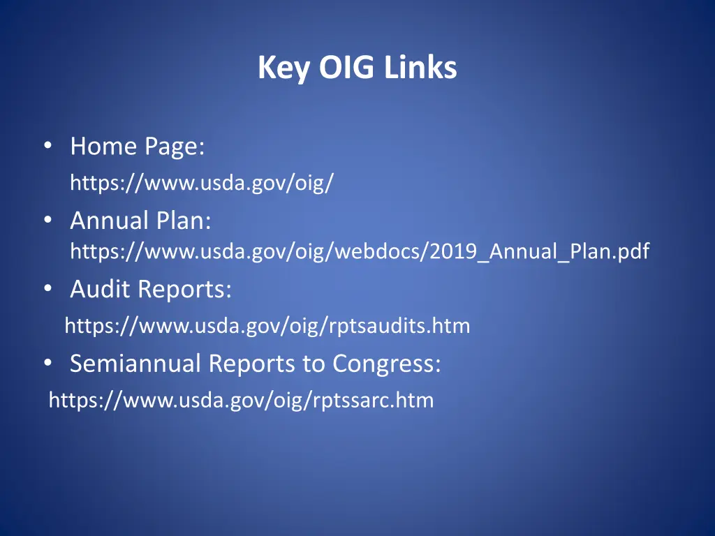 key oig links