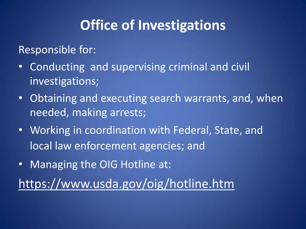 office of investigations