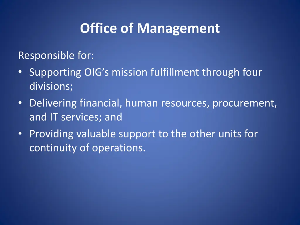 office of management
