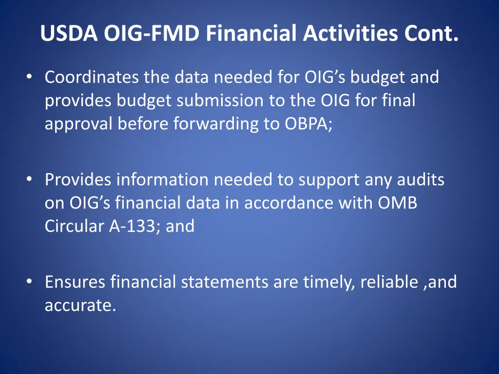 usda oig fmd financial activities cont