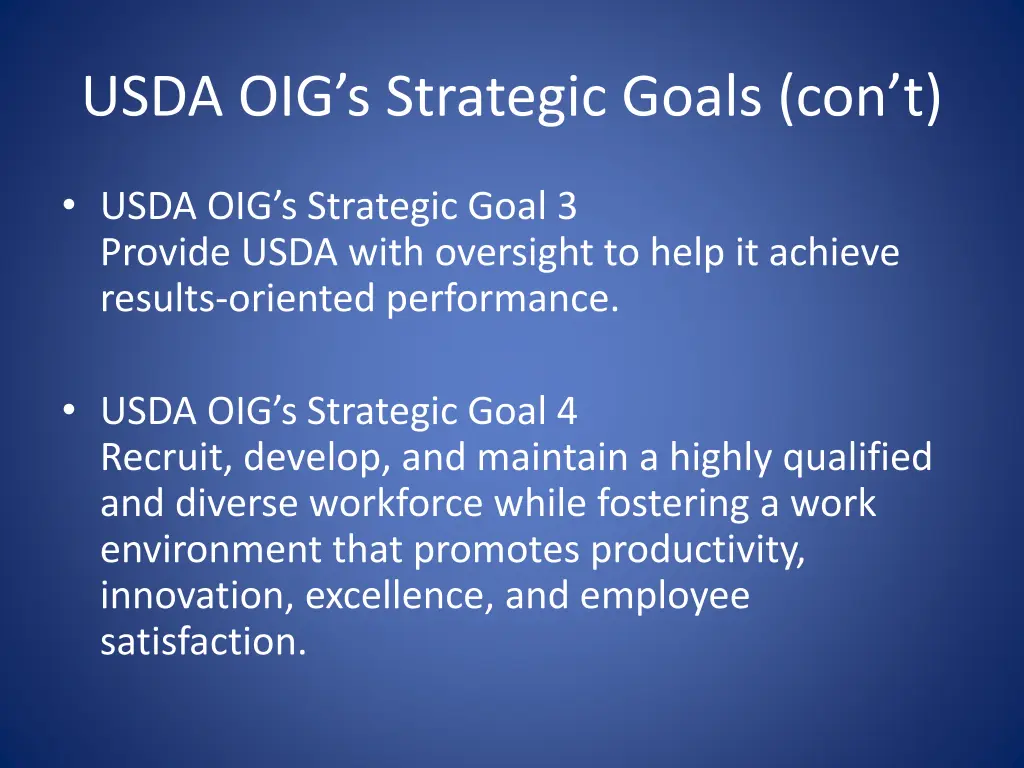 usda oig s strategic goals con t