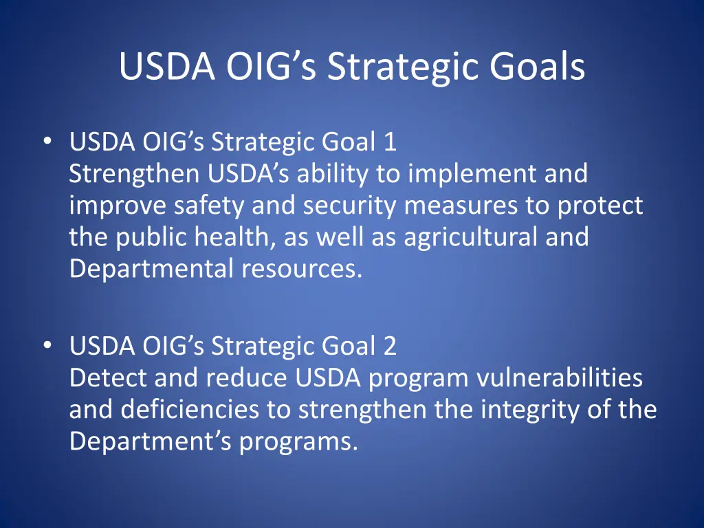 usda oig s strategic goals