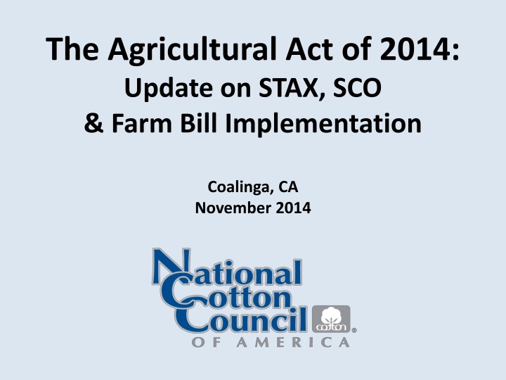 the agricultural act of 2014 update on stax