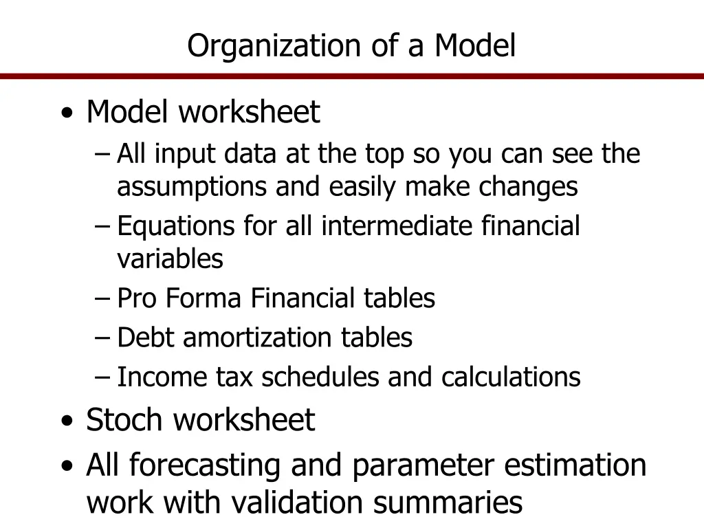 organization of a model