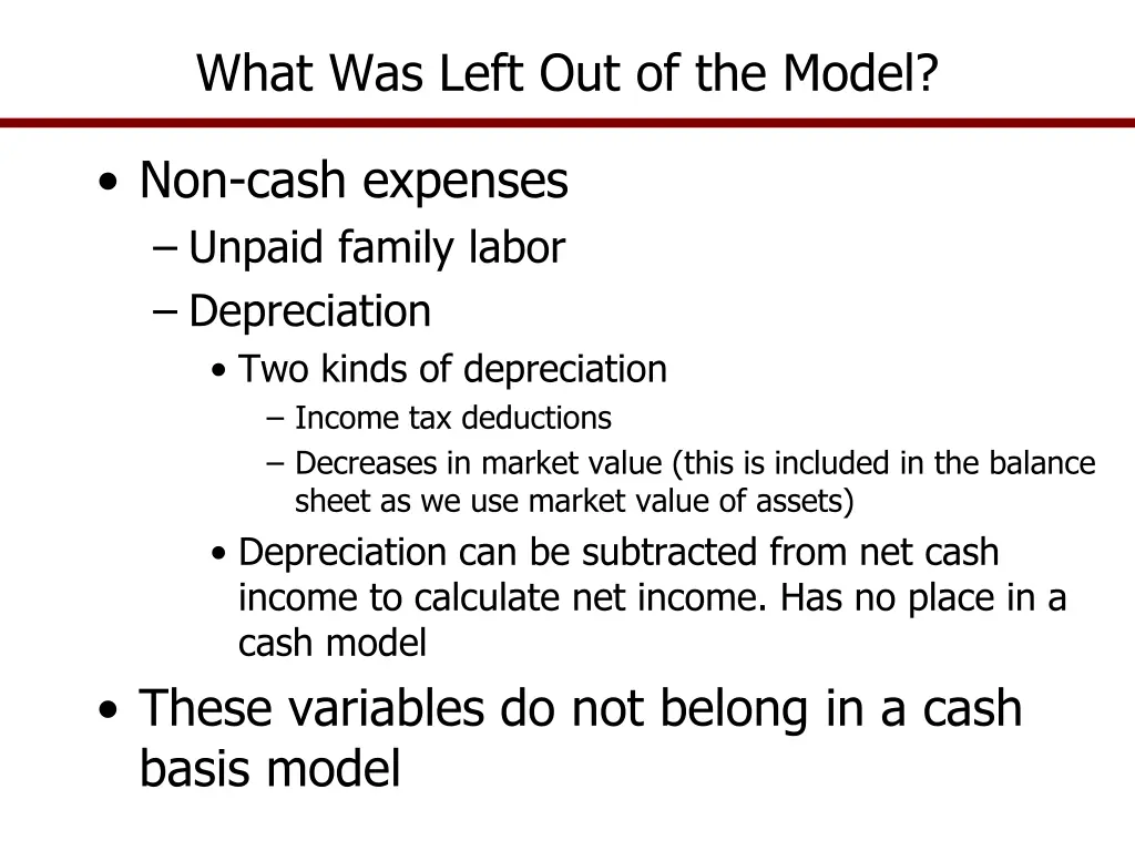 what was left out of the model