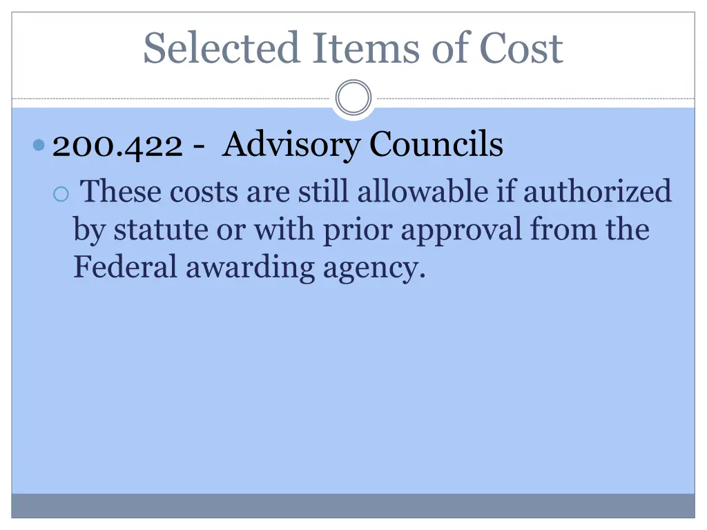 selected items of cost 1