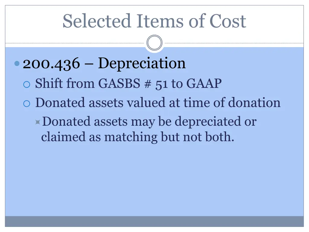 selected items of cost 11