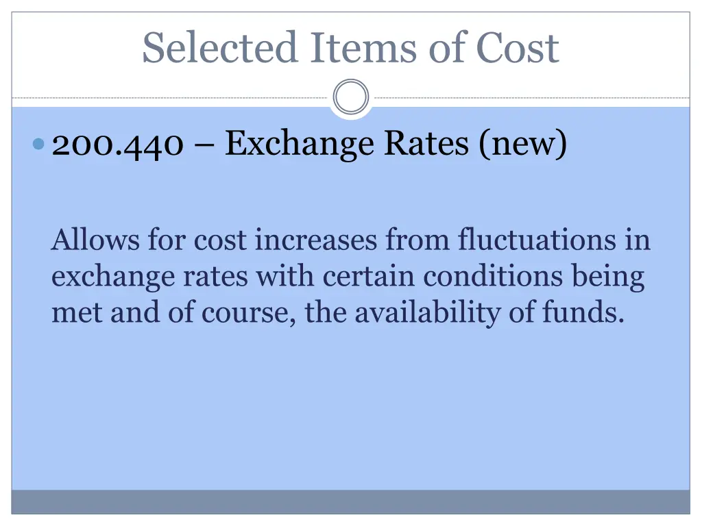 selected items of cost 14