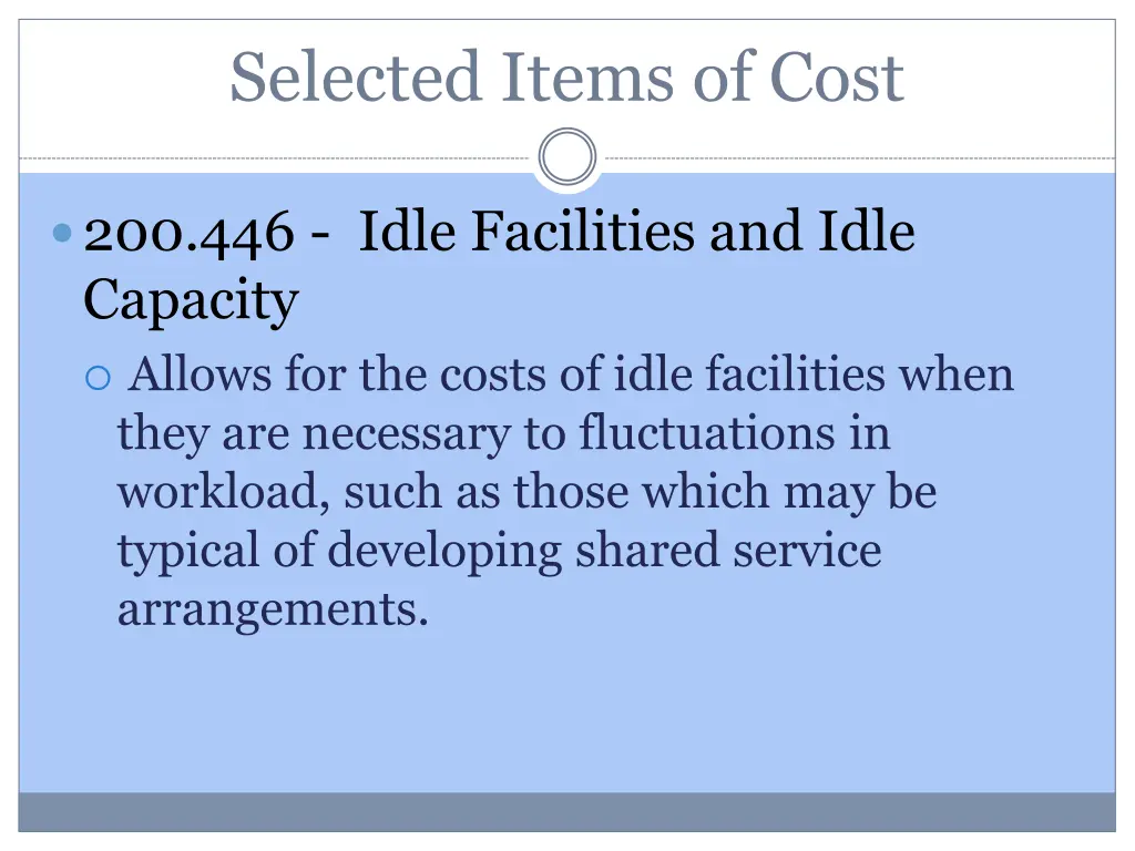 selected items of cost 16