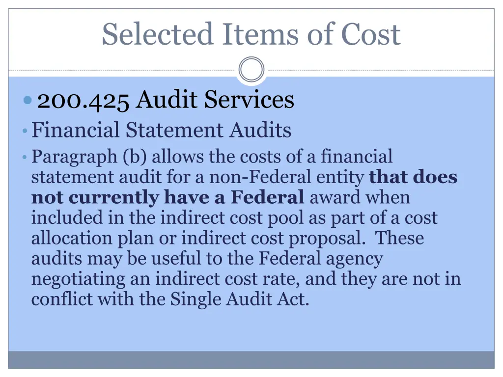 selected items of cost 2