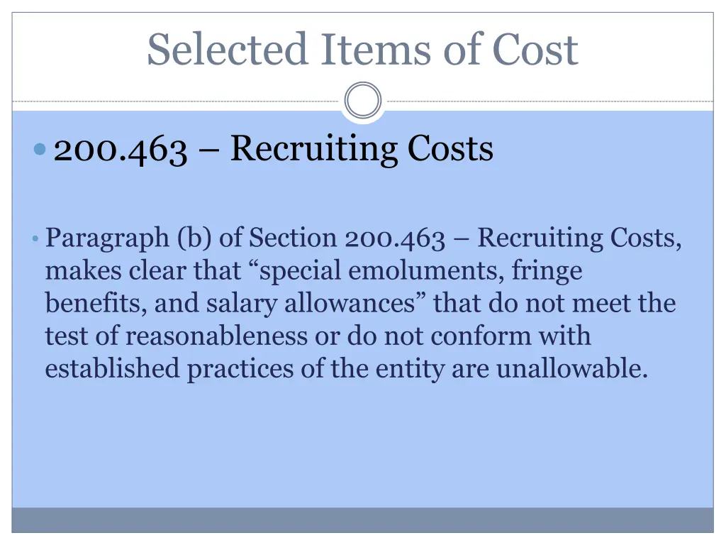 selected items of cost 23