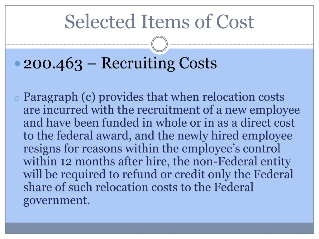 selected items of cost 24