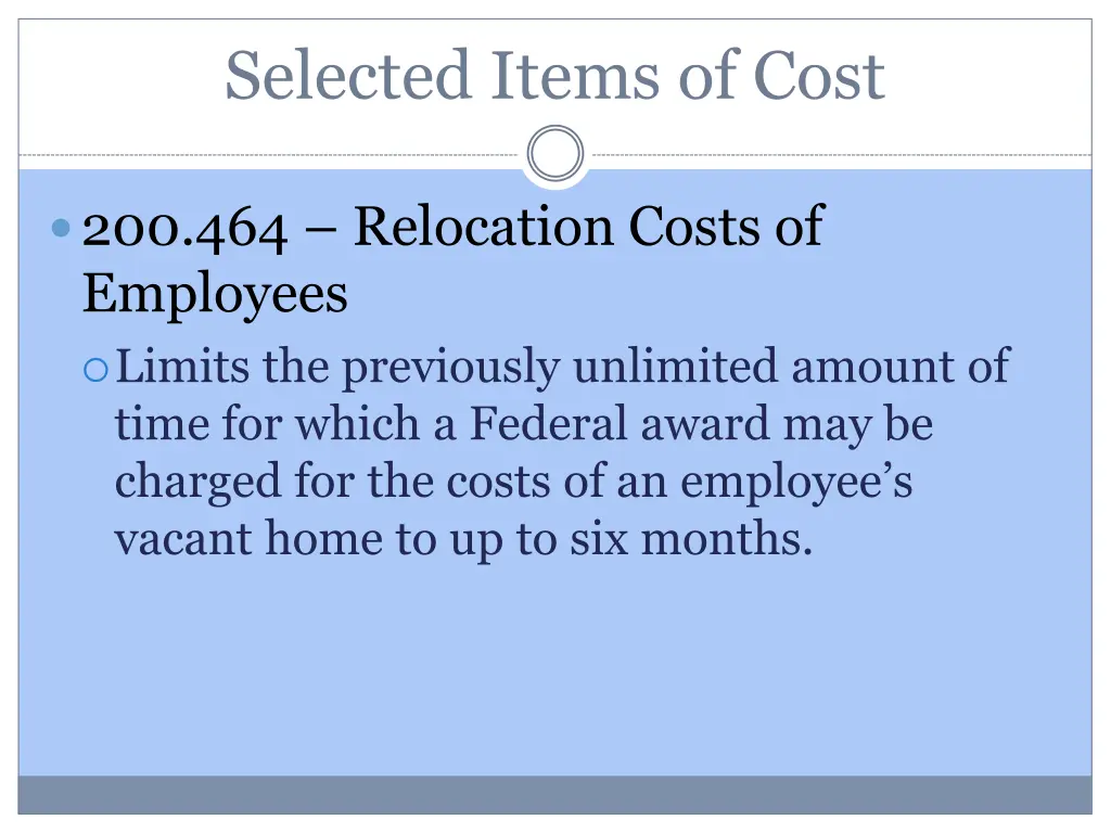 selected items of cost 26