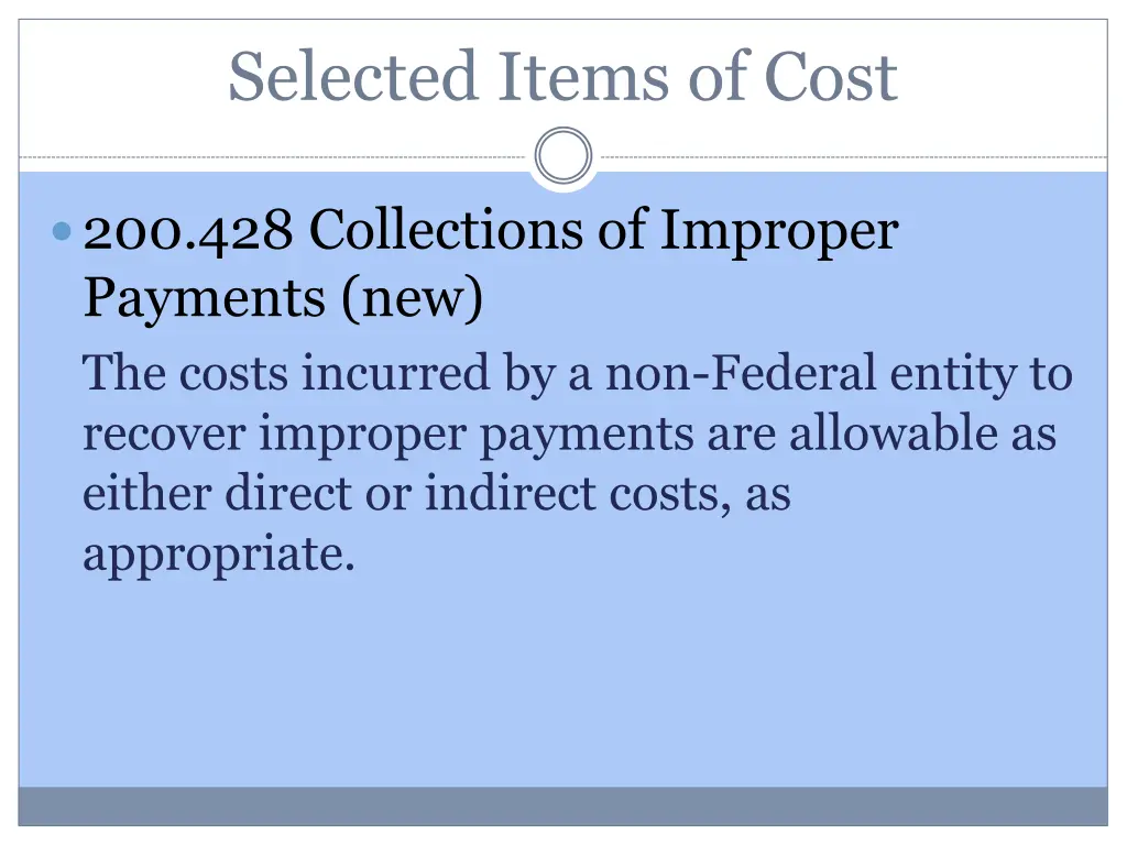selected items of cost 3