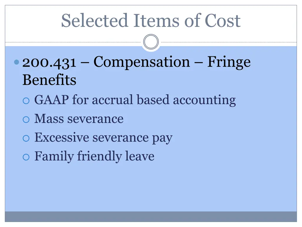 selected items of cost 6