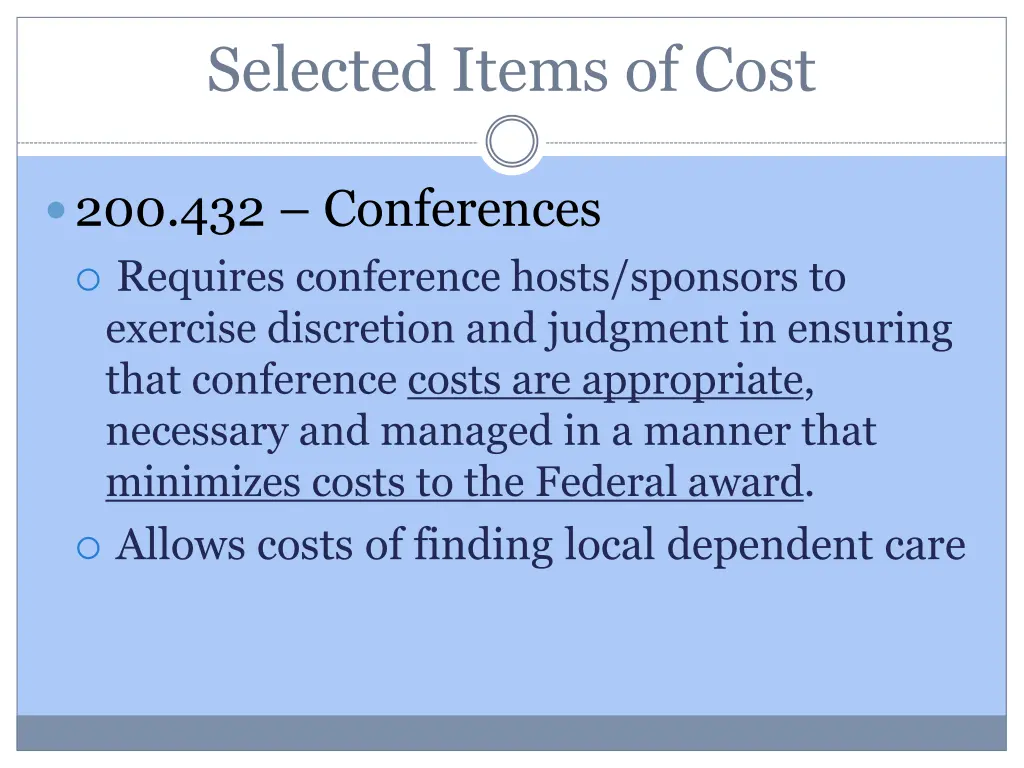 selected items of cost 7