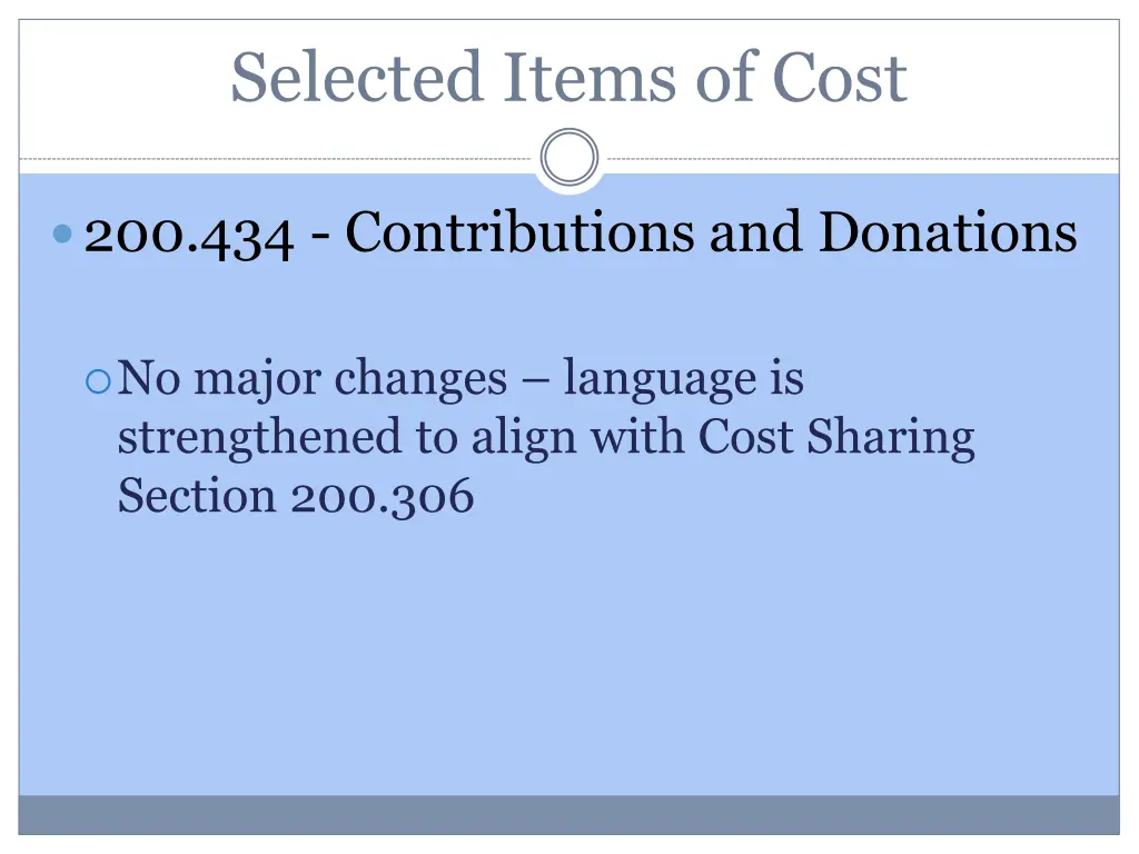 selected items of cost 9