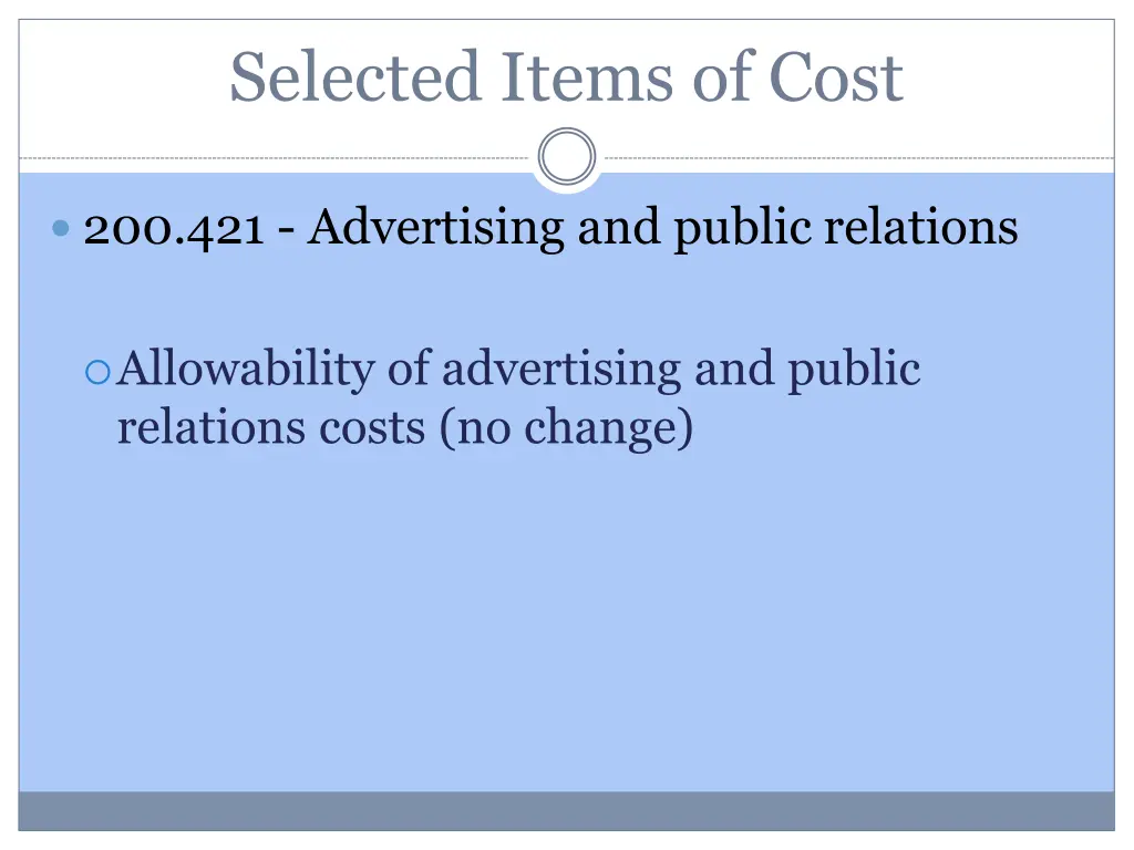 selected items of cost