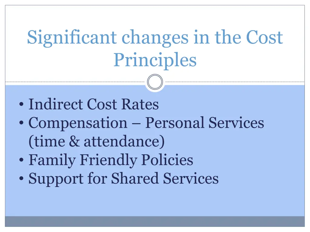 significant changes in the cost principles