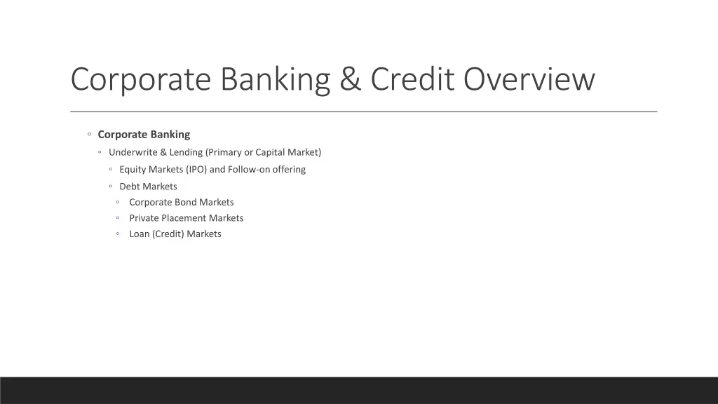 corporate banking credit overview