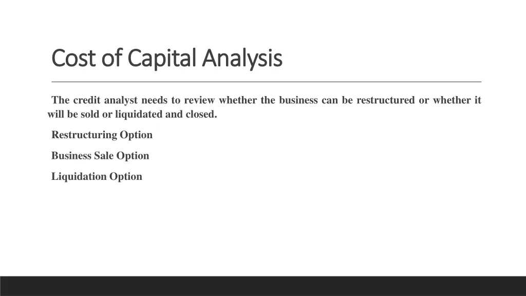 cost of capital analysis cost of capital analysis