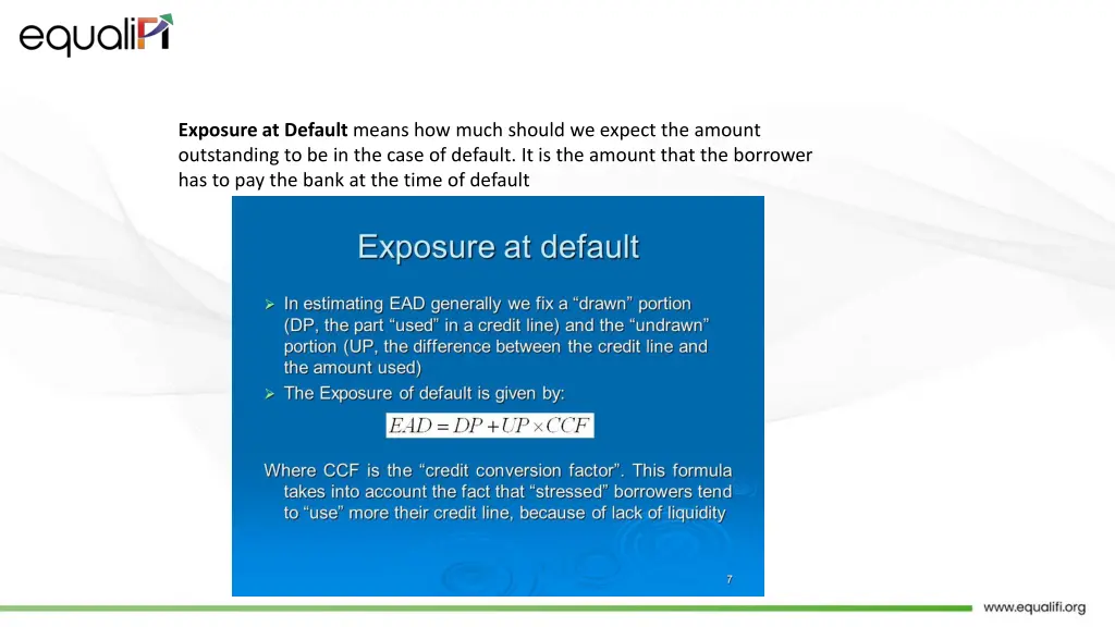 exposure at default means how much should