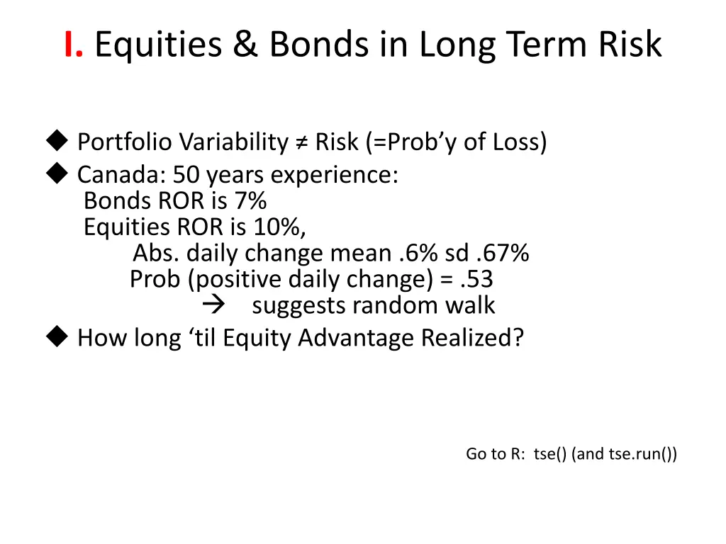 i equities bonds in long term risk