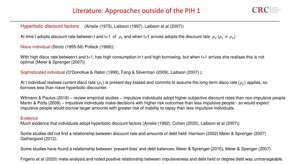 literature approaches outside of the pih 1