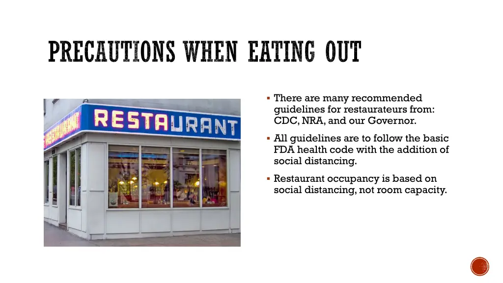 precautions when eating out