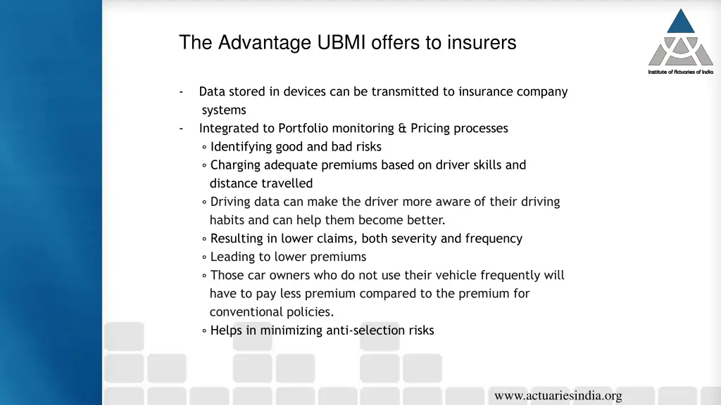 the advantage ubmi offers to insurers 1