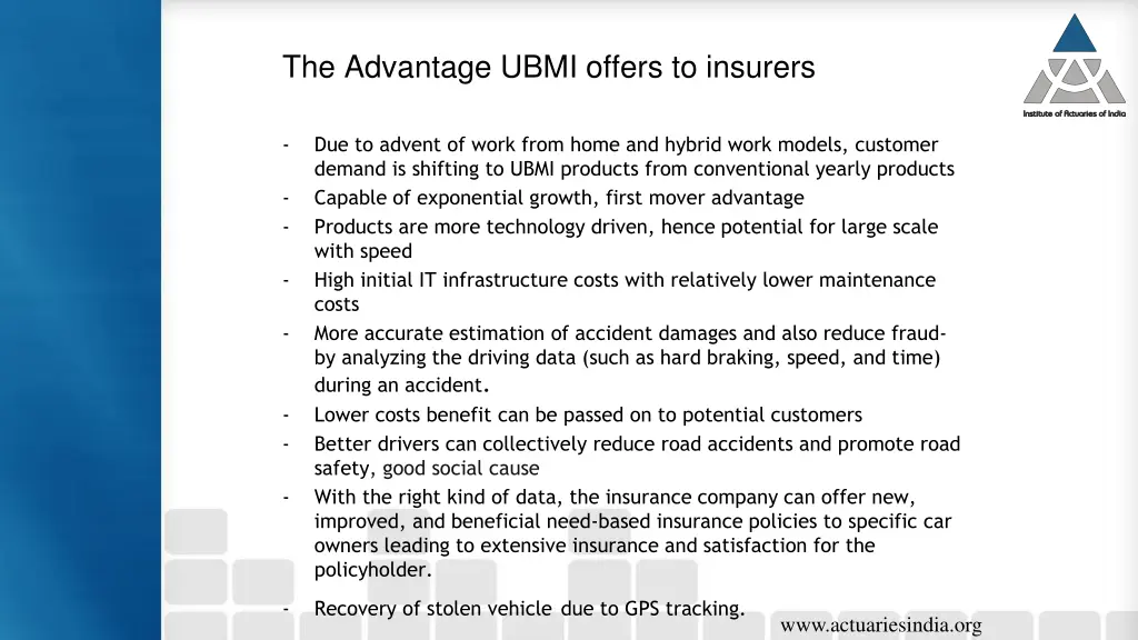 the advantage ubmi offers to insurers 2