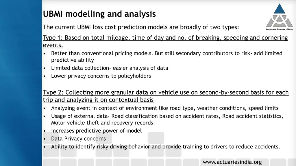 ubmi modelling and analysis