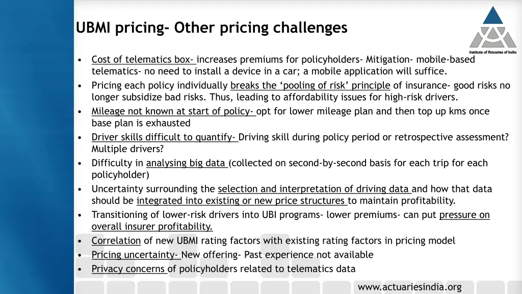 ubmi pricing other pricing challenges