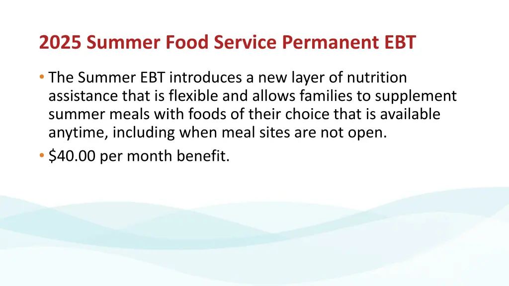 2025 summer food service permanent ebt