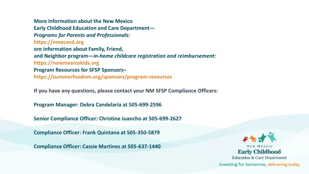 more information about the new mexico early