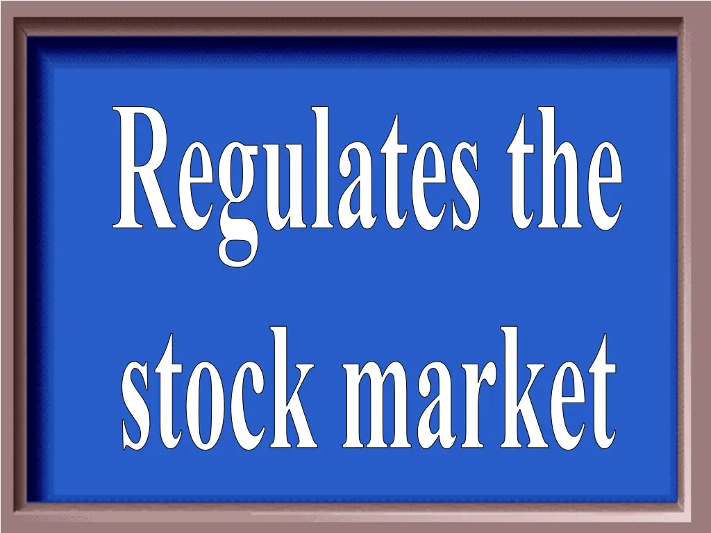regulates the stock market