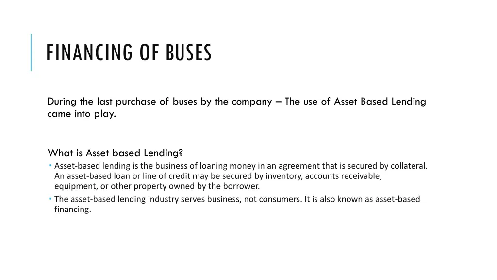 financing of buses