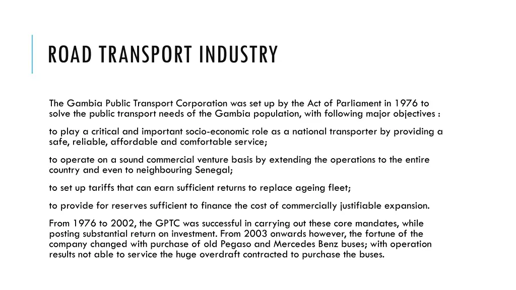 road transport industry
