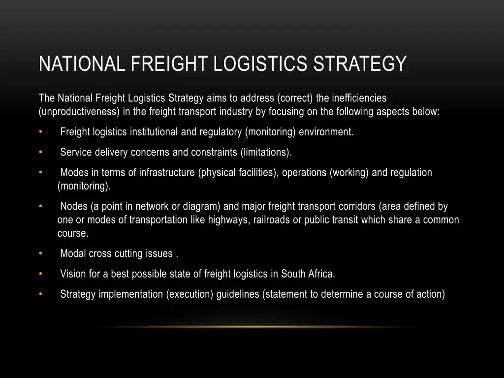 national freight logistics strategy