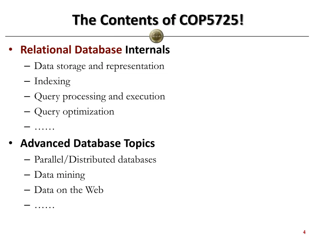 the contents of cop5725