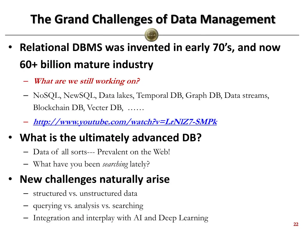 the grand challenges of data management