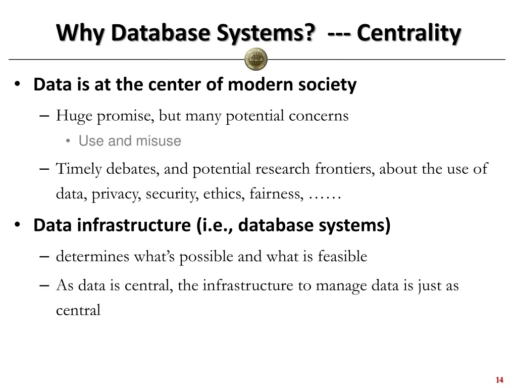 why database systems centrality