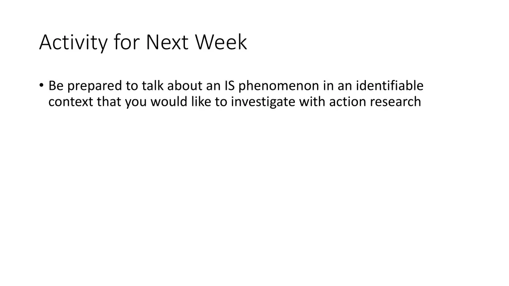 activity for next week