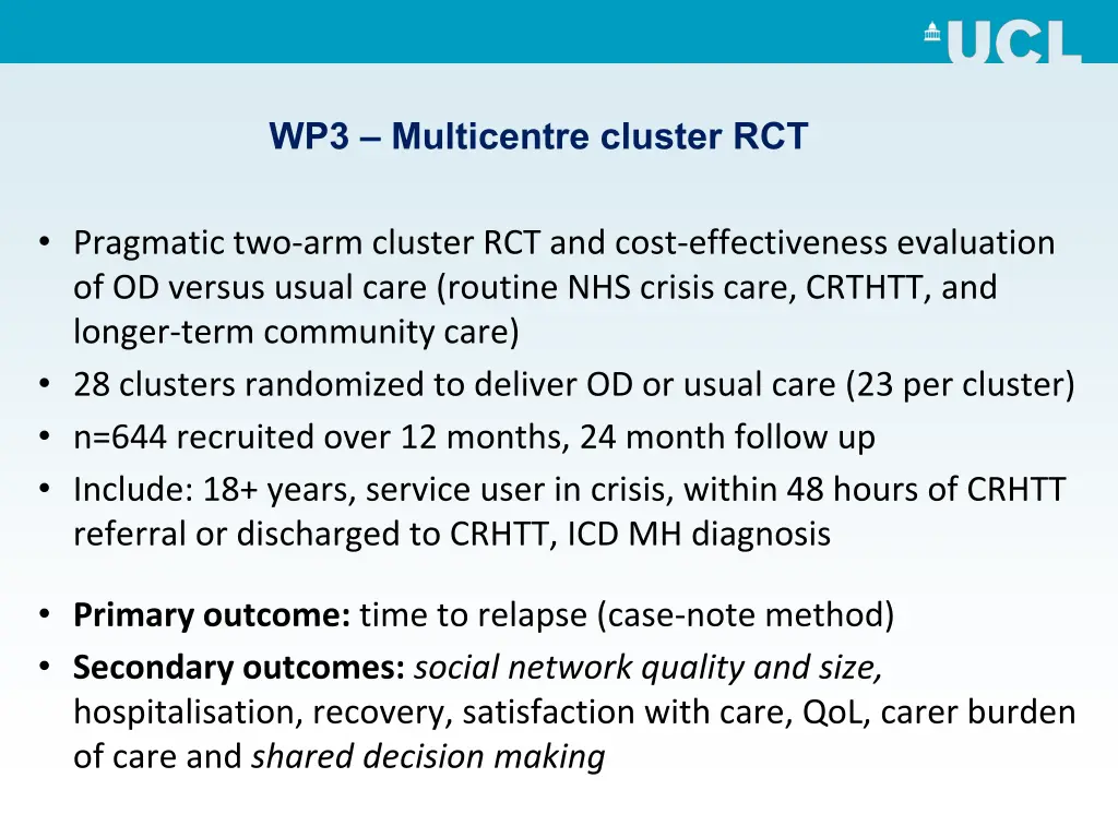 wp3 multicentre cluster rct